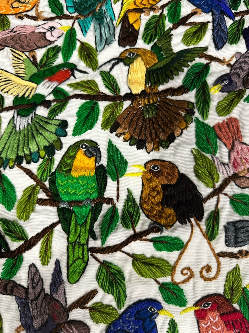 Vintage Hand Embroidered Guatemalan Bird Textile | Santiago Atitlán Folk Art - Picture 3 of 8